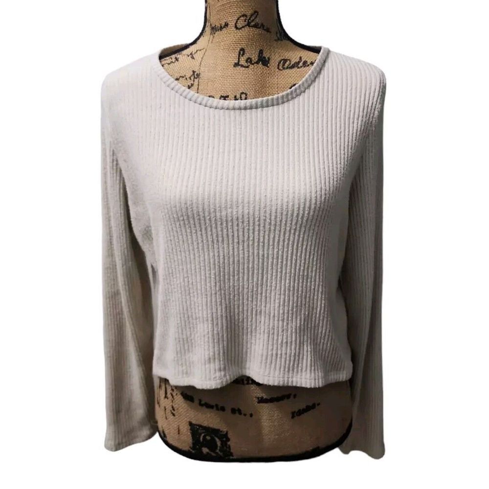 American Eagle Women's Ribbed Knit Long Sleeve Crop Top Sizeβ XL Stretchy Comfy
